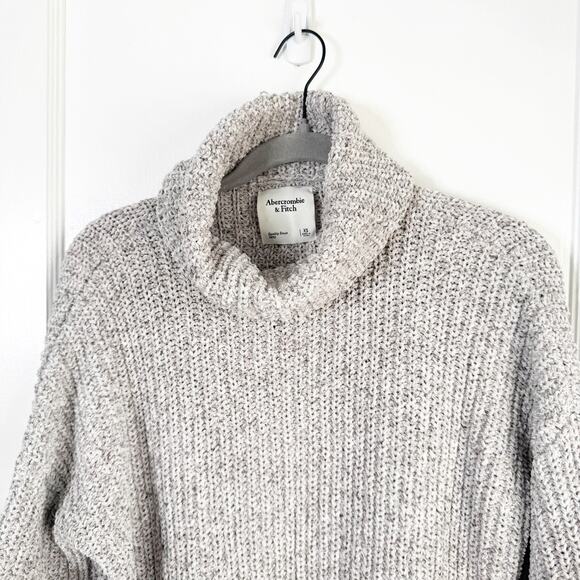 Abercrombie & Fitch Chunky Knit Turtleneck Sweater Side Vents Gray Grey Size XS - Picture 6 of 14